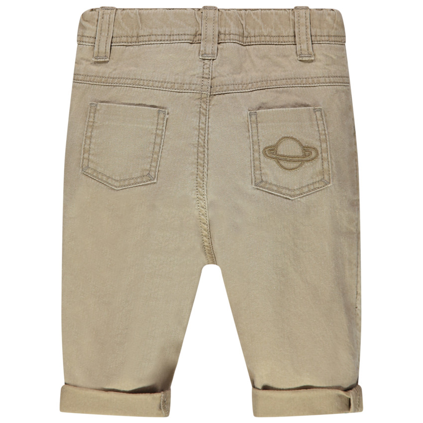 Pantalón beige efecto usado con bolsillos a la italiana   Additional Pantalón beige efecto usado con bolsillos a la italiana