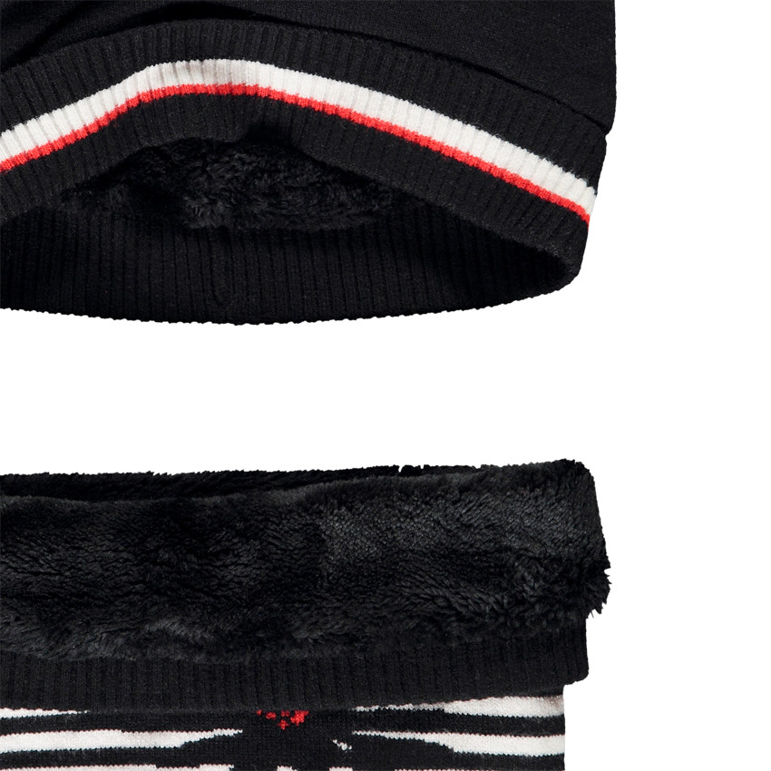 Gorro y snood de punto fantasía forrados en sherpa para niña 