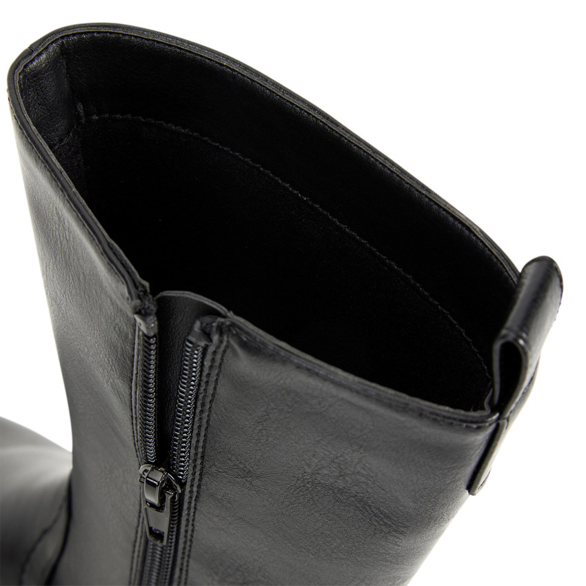 Botas cavaleras negras efecto piel para niña 