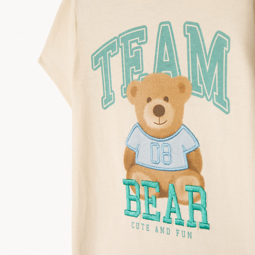 Camiseta de manga corta con estampado de osito para bebé niño 
