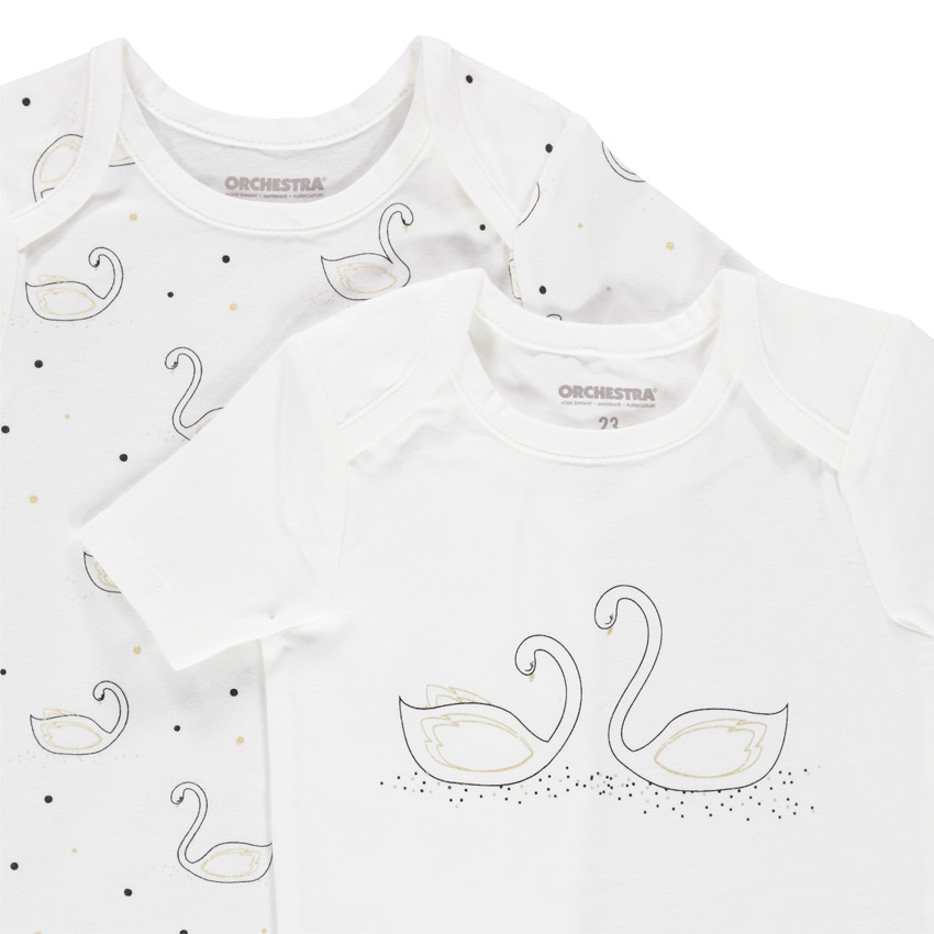 Pack de 5 bodies de manga corta con estampado de cisnes. 