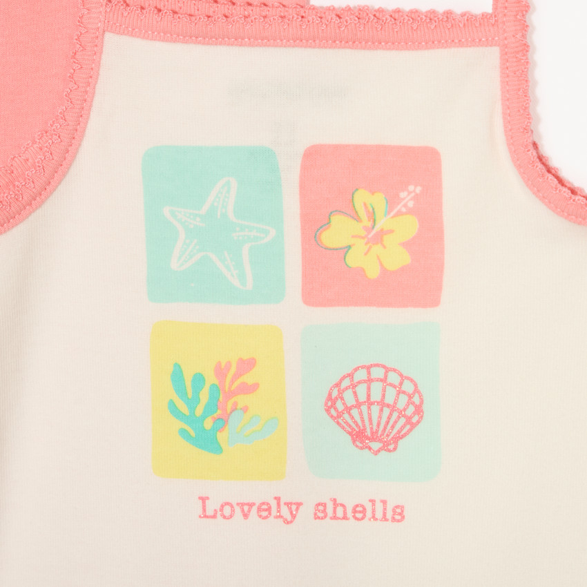 Conjunto de 5 bodies sin mangas con estampado de playa para niña. 