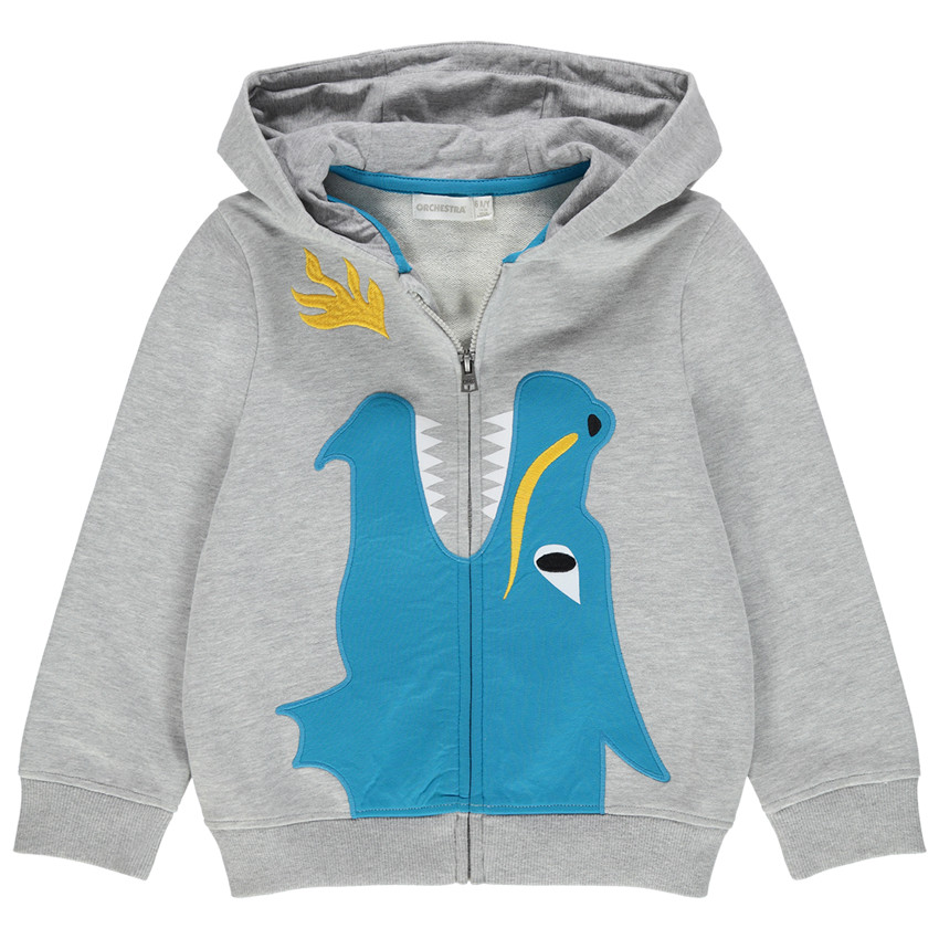 Chaqueta de felpa con capucha y dinosaurio bordado  Additional Chaqueta de felpa con capucha y dinosaurio bordado