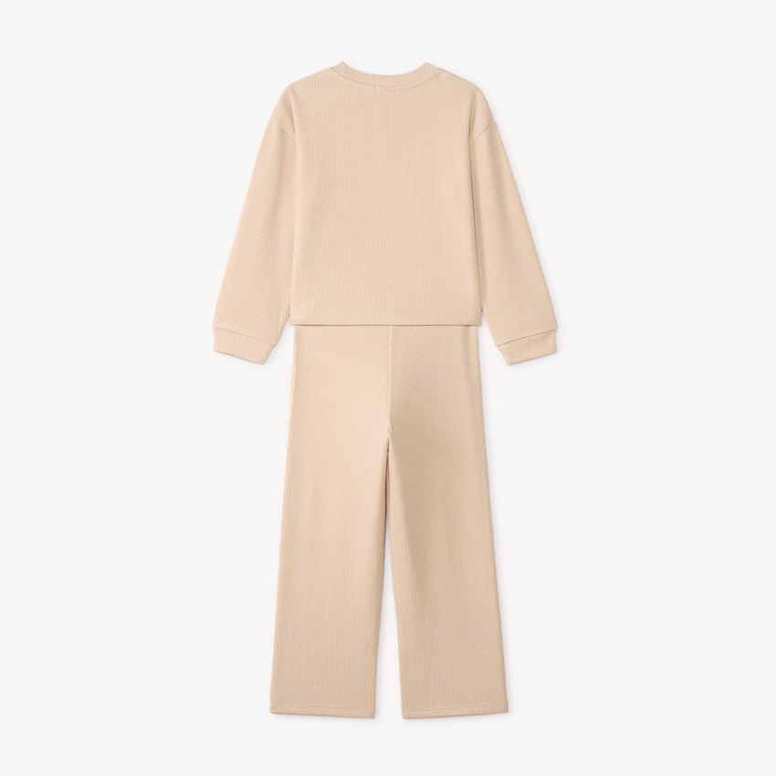 Conjunto de 2 piezas de pantalón de chándal y sudadera de canalé niña. 