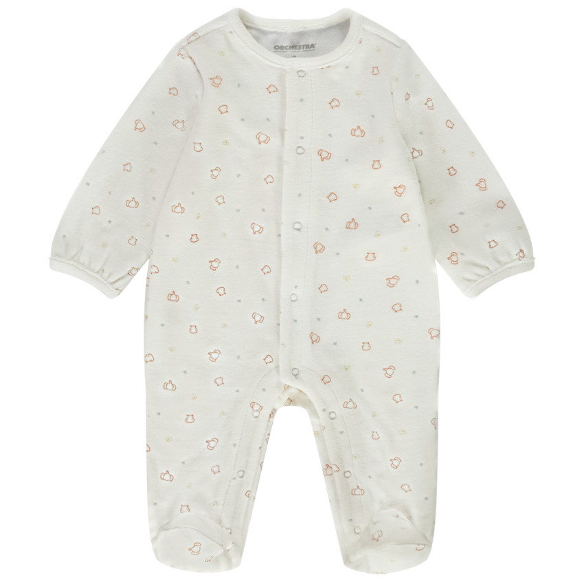Pelele de terciopelo estampado de elefantes para bebé 