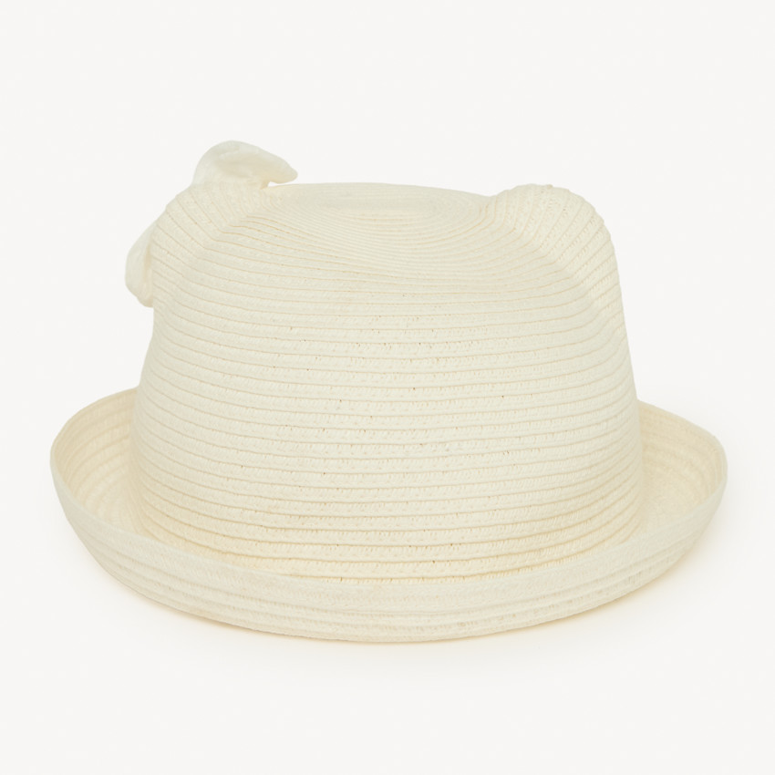 Sombrero divertido de paja trenzada con diseño de gato para bebé niña 