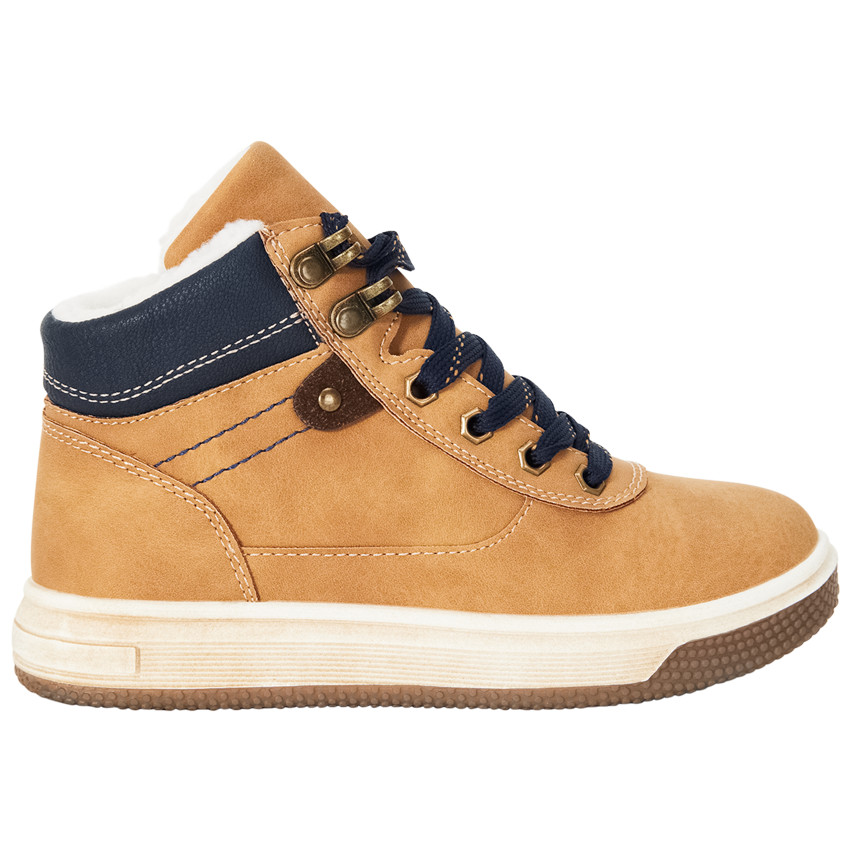 Botines camel con cordones y cremallera para niño 