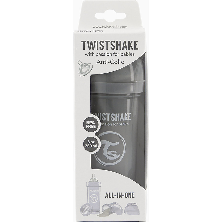 Biberon anti-colique 260 ml - Gris Pastel  