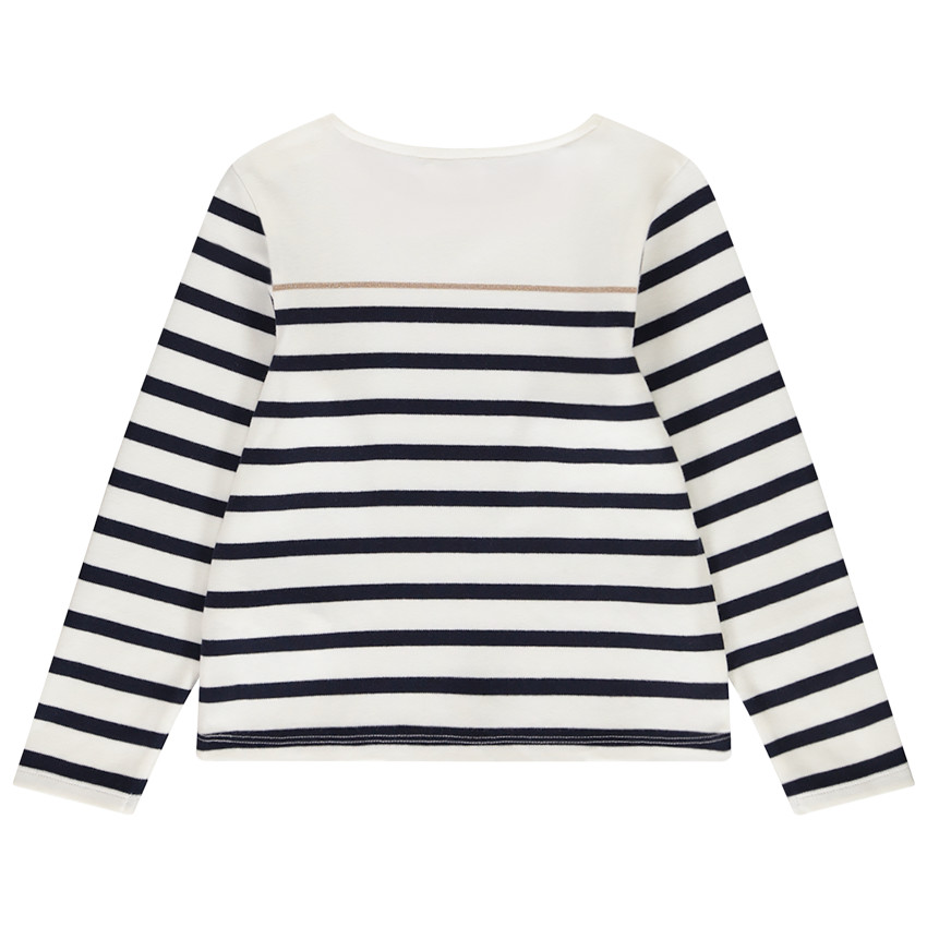 Camiseta de rayas con corazón brillante niña 