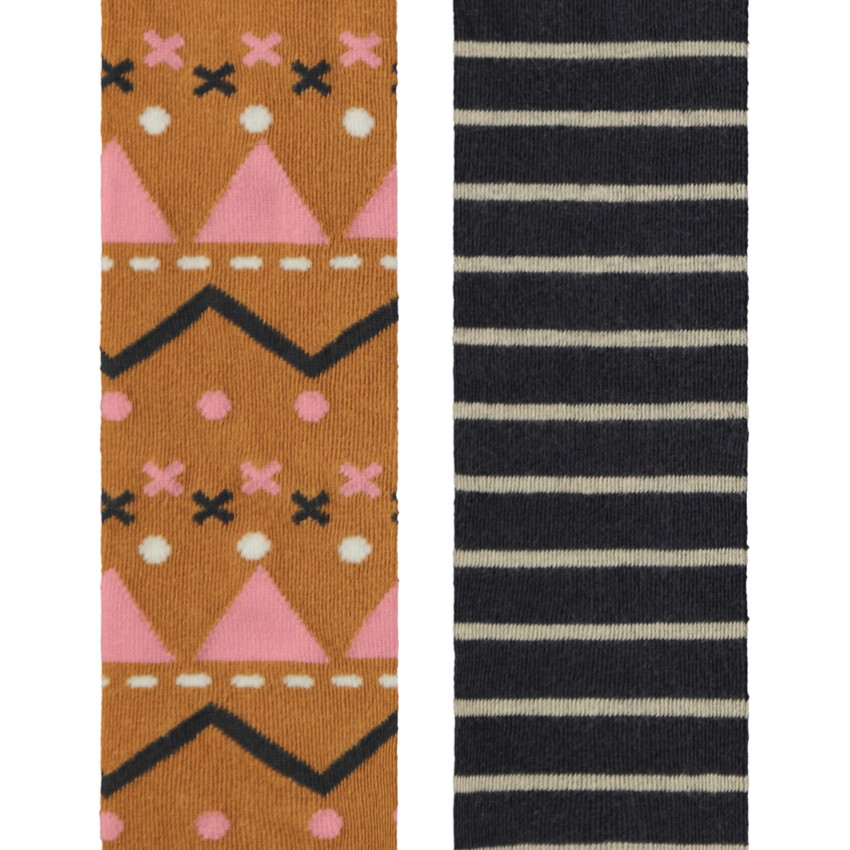 Lote de 2 pares de leotardos gruesos con estampado de fantasía para niña 