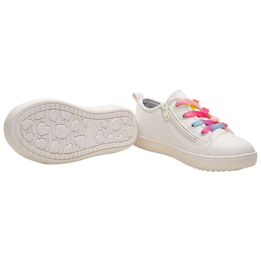 Zapatillas bajas bordadas con arcoíris y cordones degradados 