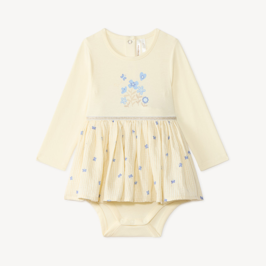 Vestido de bebé niña 2-en-1 con estampado de mariposa 