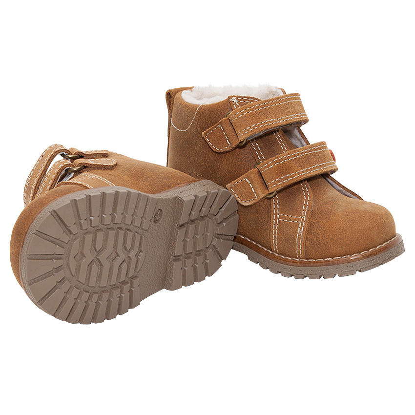 Botines de piel con velcros y forro de borreguito 