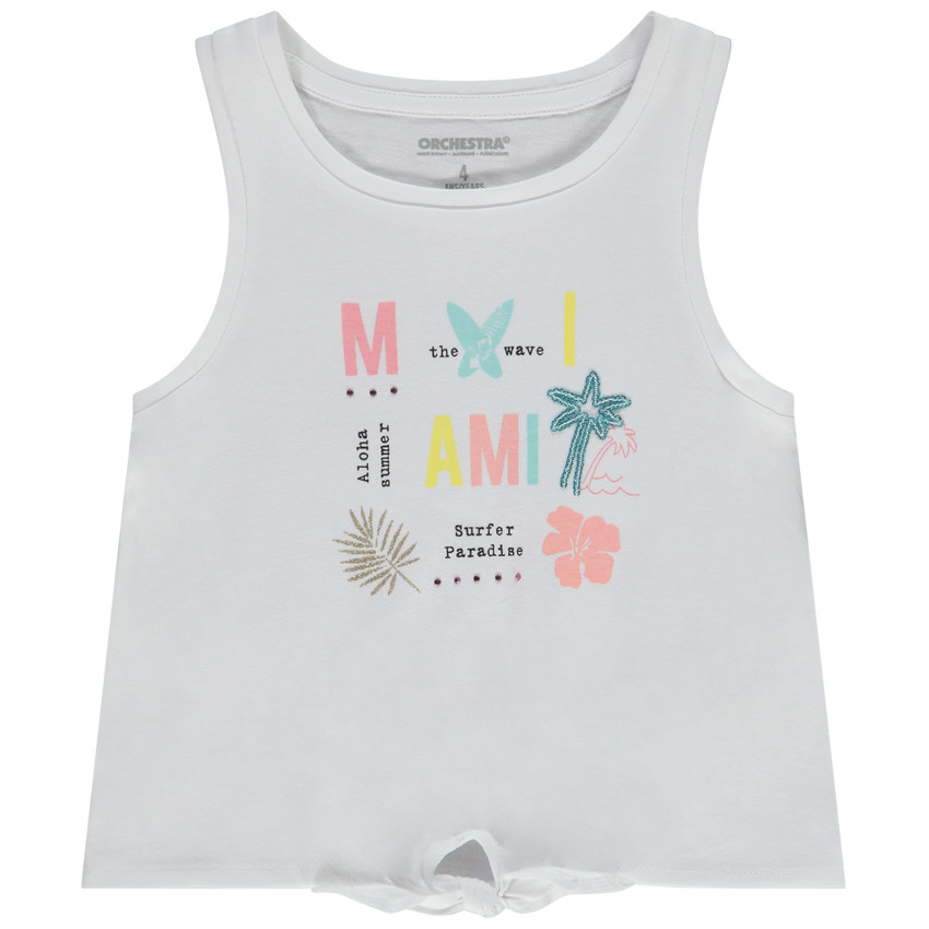Camiseta sin mangas de jersey estampada Miami para niña 