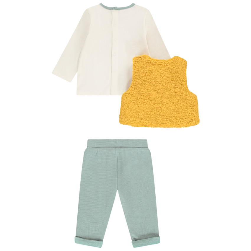 Ensemble gilet en bouclette + t-shirt Winnie l'Ourson + pantalon pour bébé garçon 