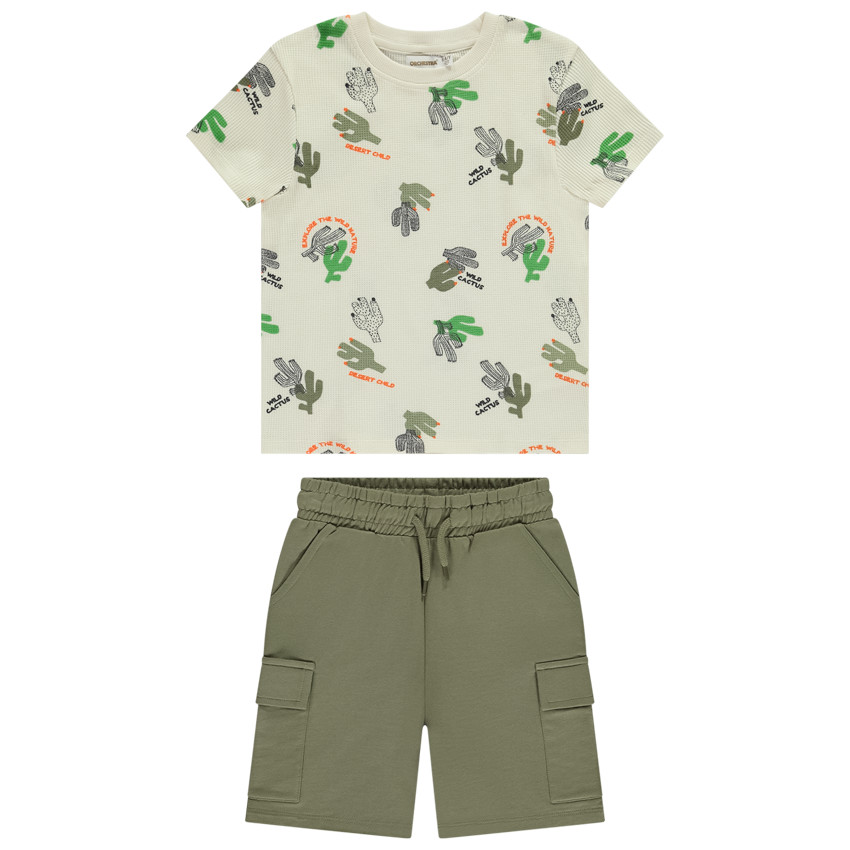 Conjunto de 2 piezas con camiseta estampada de cactus para niño 