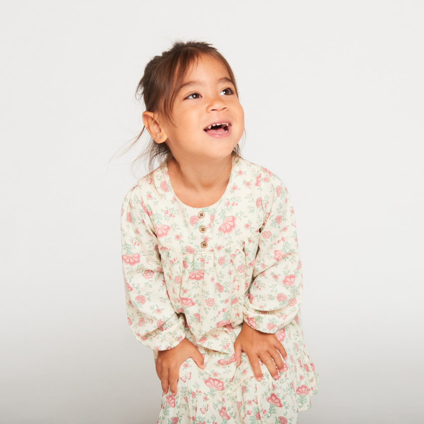 Robe manches longues imprimé floral pour bébé fille 