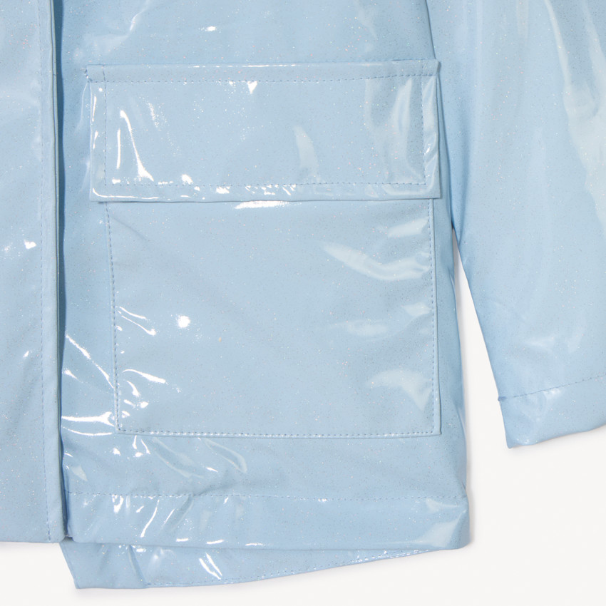 Parka de goma con capucha irisada para niña 