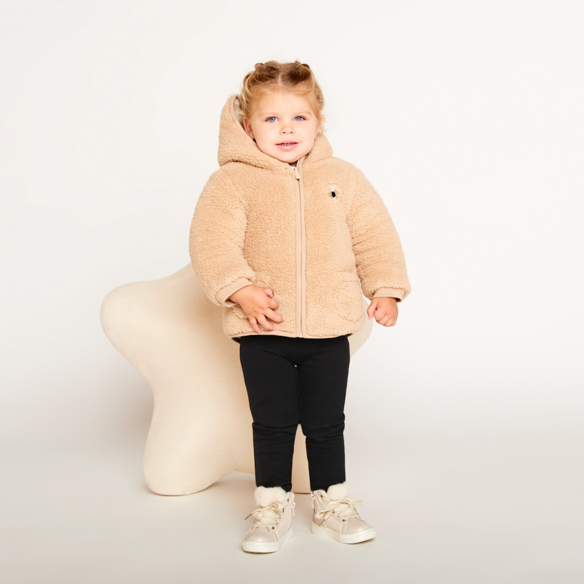 Chaqueta sherpa reversible con capucha para bebé niña 