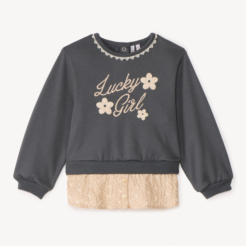 Sudadera 2 en 1 de felpa bordada para niña. 