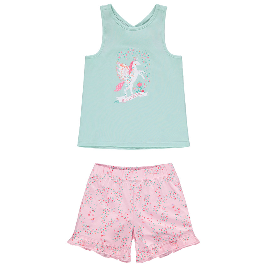 Pyjama court à licorne et fleurs imprimées  Additional Pyjama court à licorne et fleurs imprimées