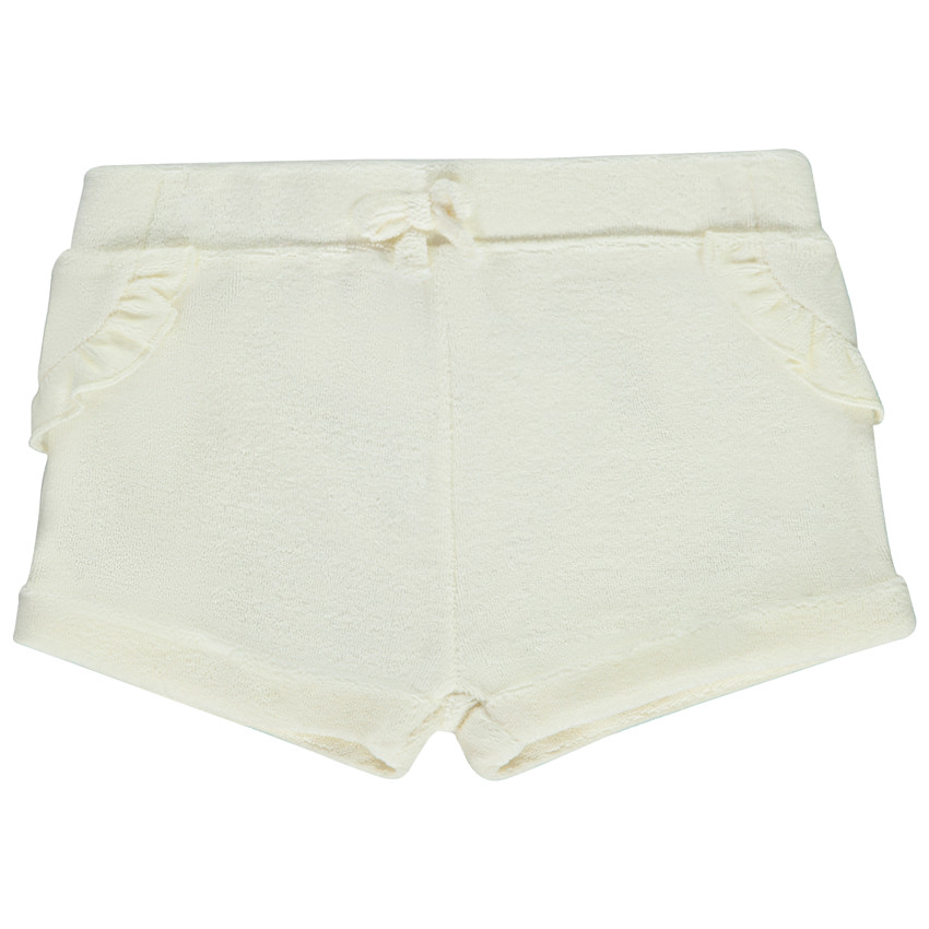 Short liso de rizo con volantes y lazo para bebé niña 