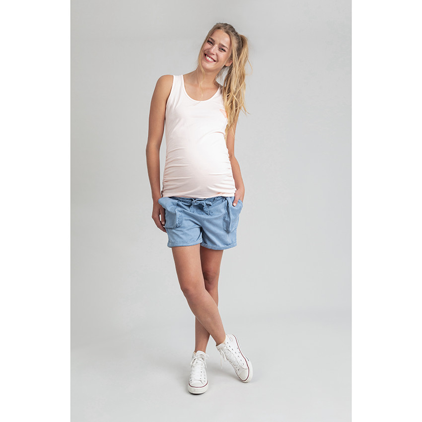 pantalon corto de embarazo con bolsillos 