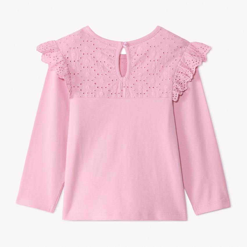Camiseta de manga larga lisa con cuello marinero bordado para bebé niña 