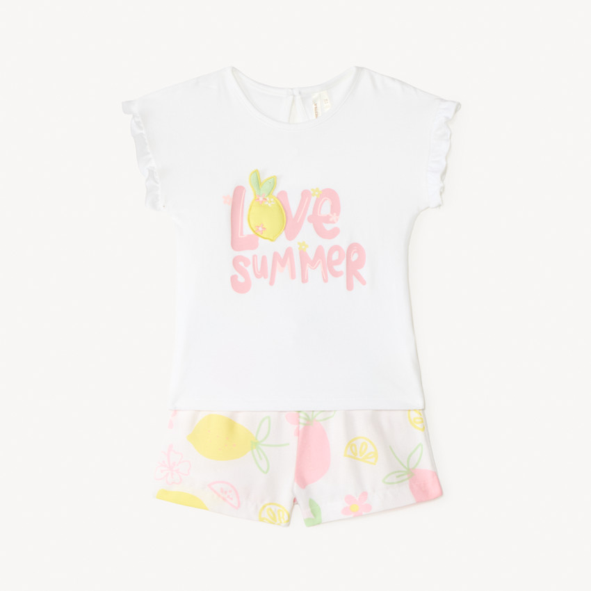 Conjunto de 2 piezas camiseta + short con estampado de frutas para niña bebé 