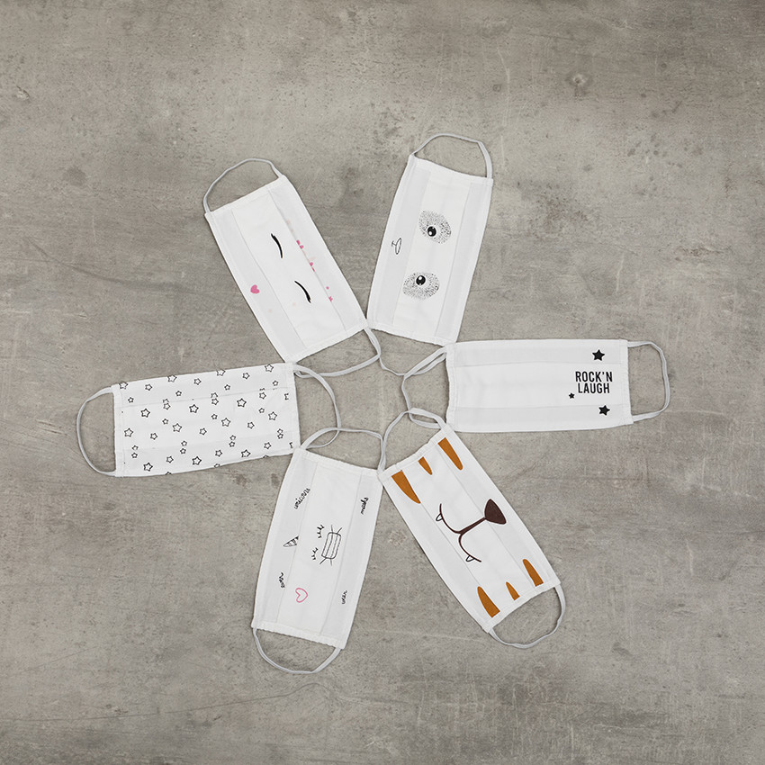 Lote de 2 mascarillas de tela para niño con estampado de unicornio 