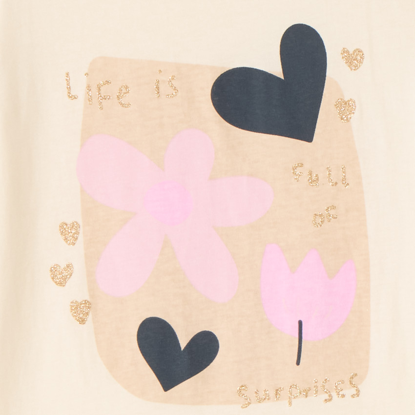 Camiseta de manga corta con estampado de purpurina para niña. 