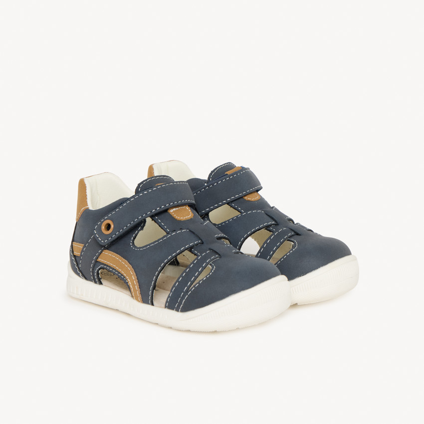 Sandalias velcro con piezas en contraste para bebé niño 