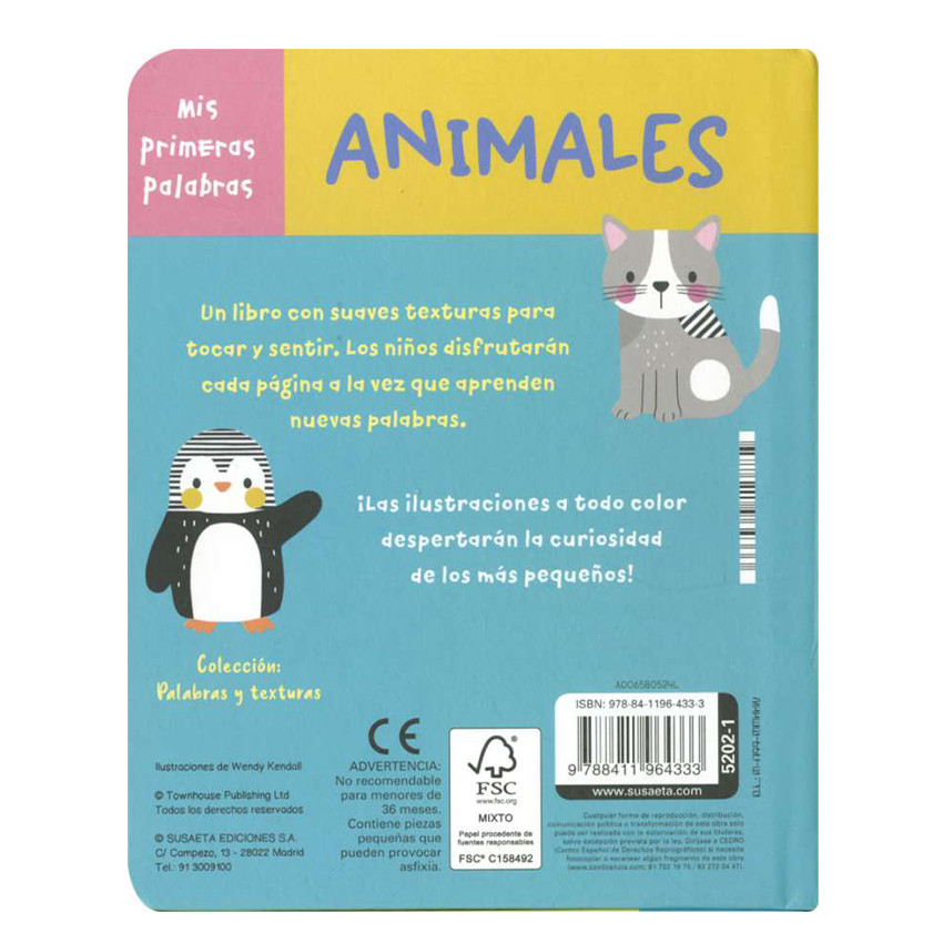 Libro con texturas Animales +1 año 
