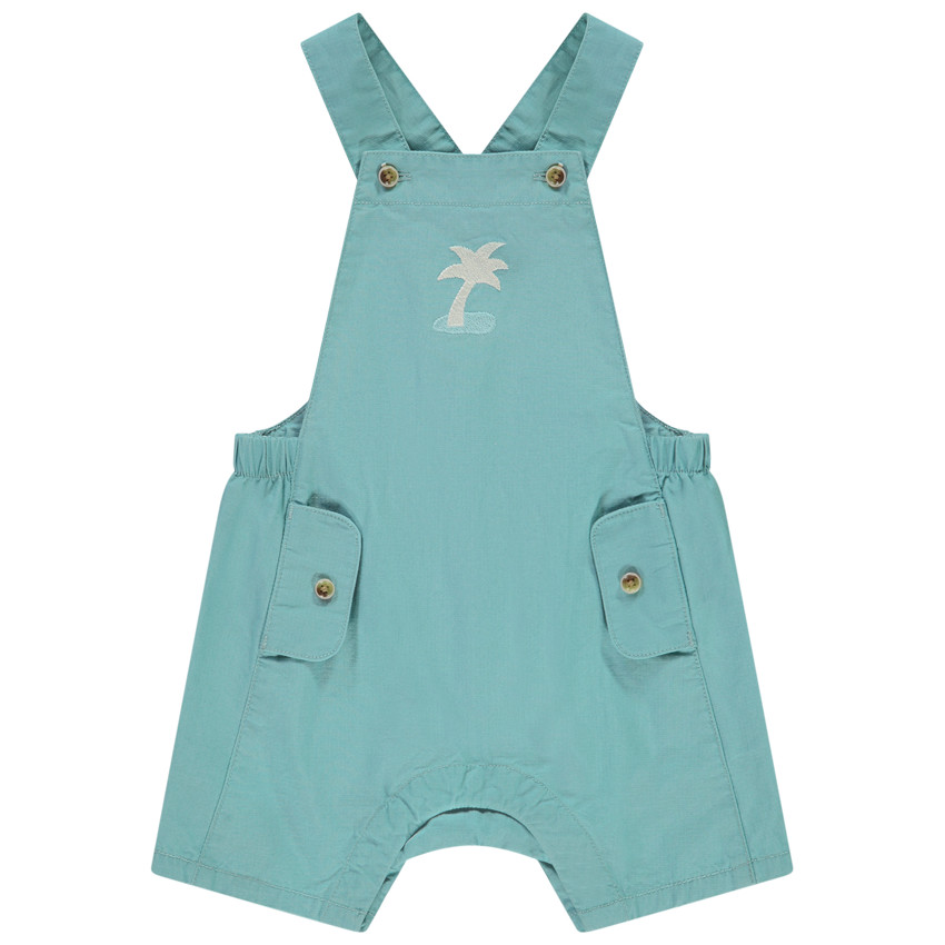 Salopette corta bordado palmera para bebé niño 