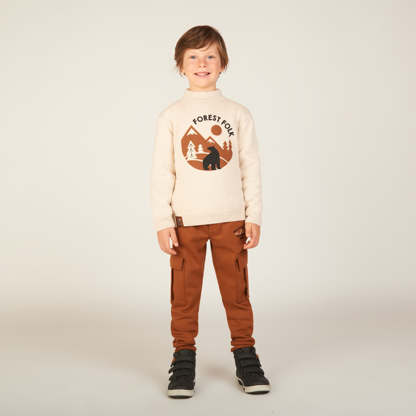 Jersey de punto estampado y forrado de sherpa para niño 