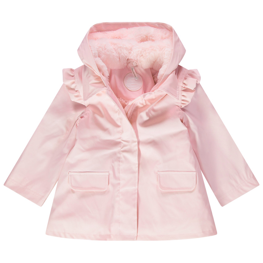 Cortavientos con capucha de goma y forro de borreguillo 