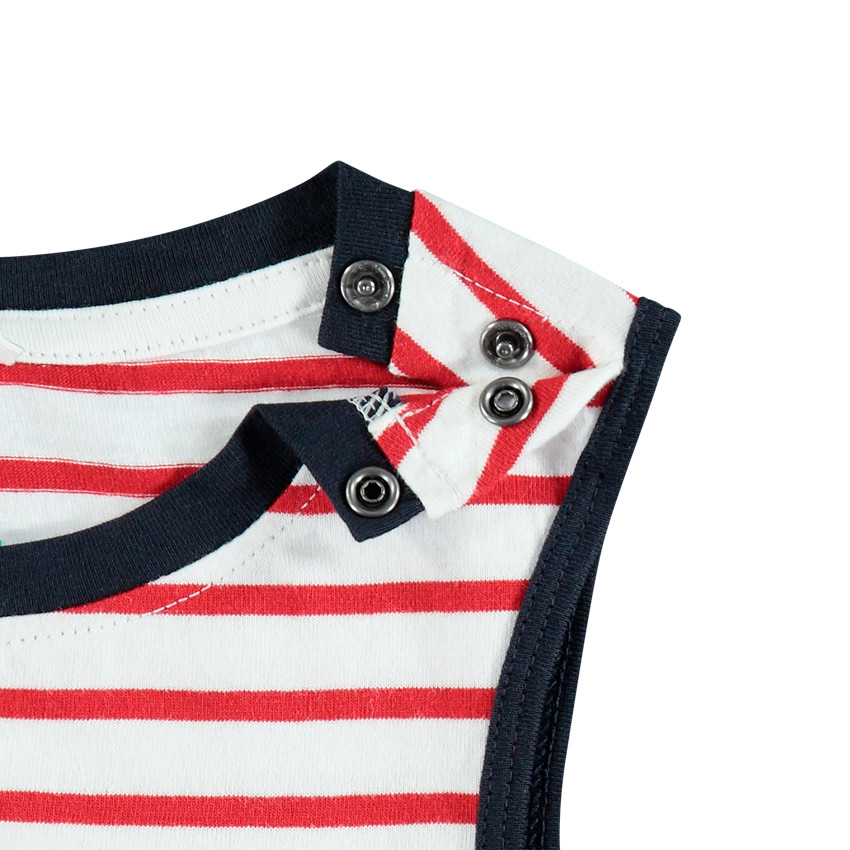 Camiseta sin mangas en algodón orgánico rayas Smiley Baby 