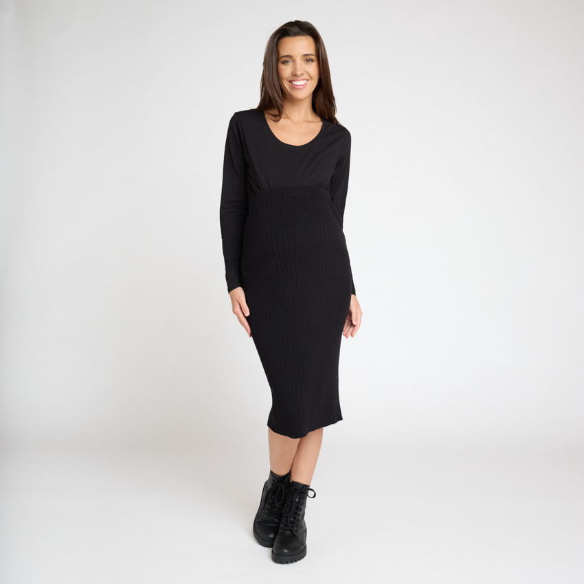 Falda larga ajustada con abertura trasera para mujer 