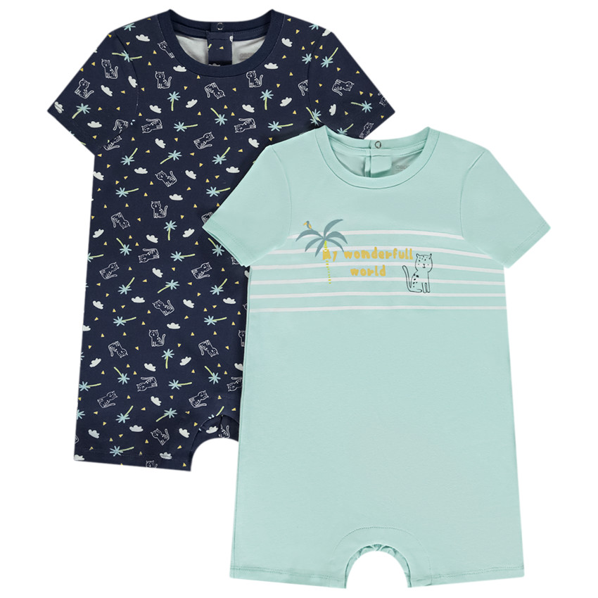 Lote de 2 monos cortos con motivos de fantasía para bebé niño 