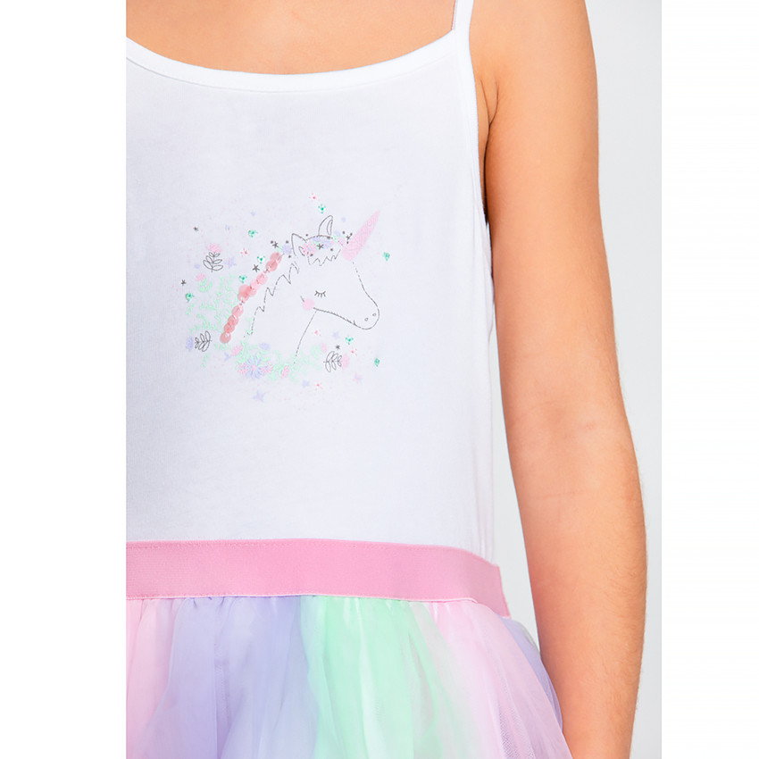 Robe à bretelles en maille et tulle pour fille 