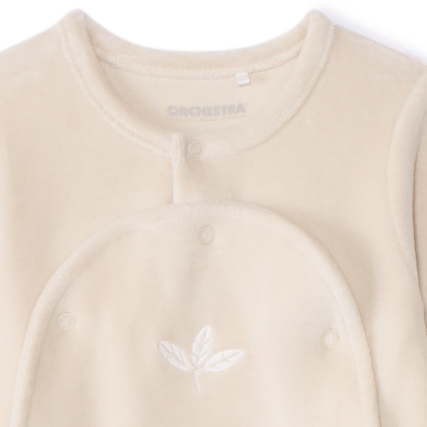 Pelele de terciopelo liso bordado hojas para bebé 