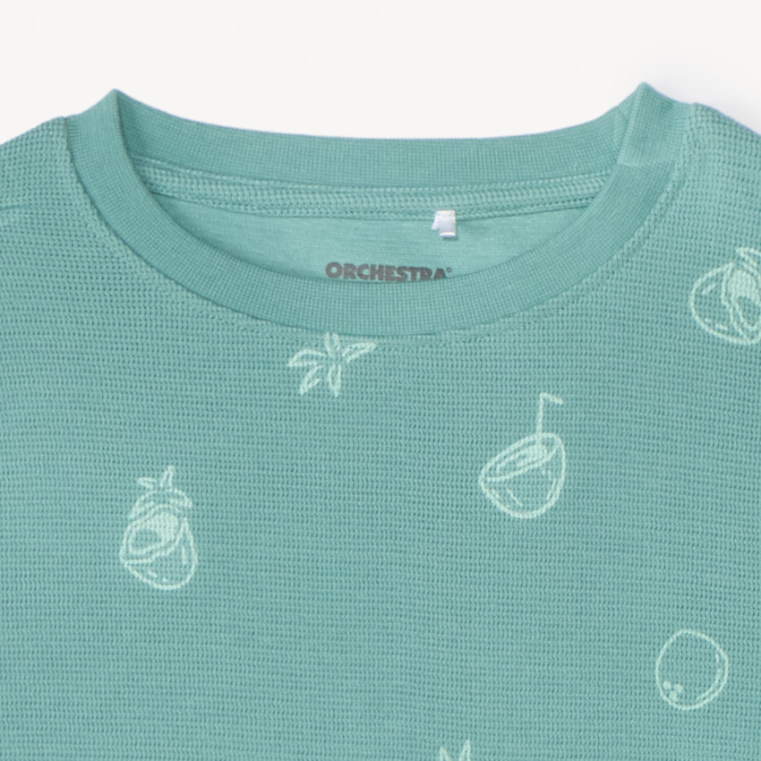 Conjunto de 2 piezas, camiseta + short con estampado de coco para niño. 