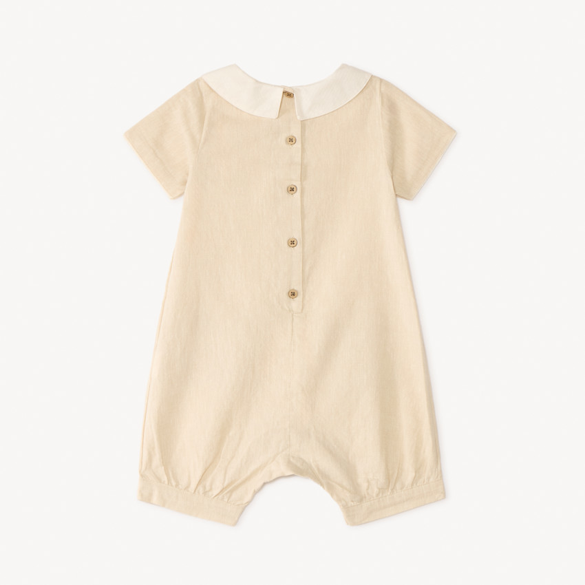 Ramona corta de lino con cuello Claudine para bebé niño 
