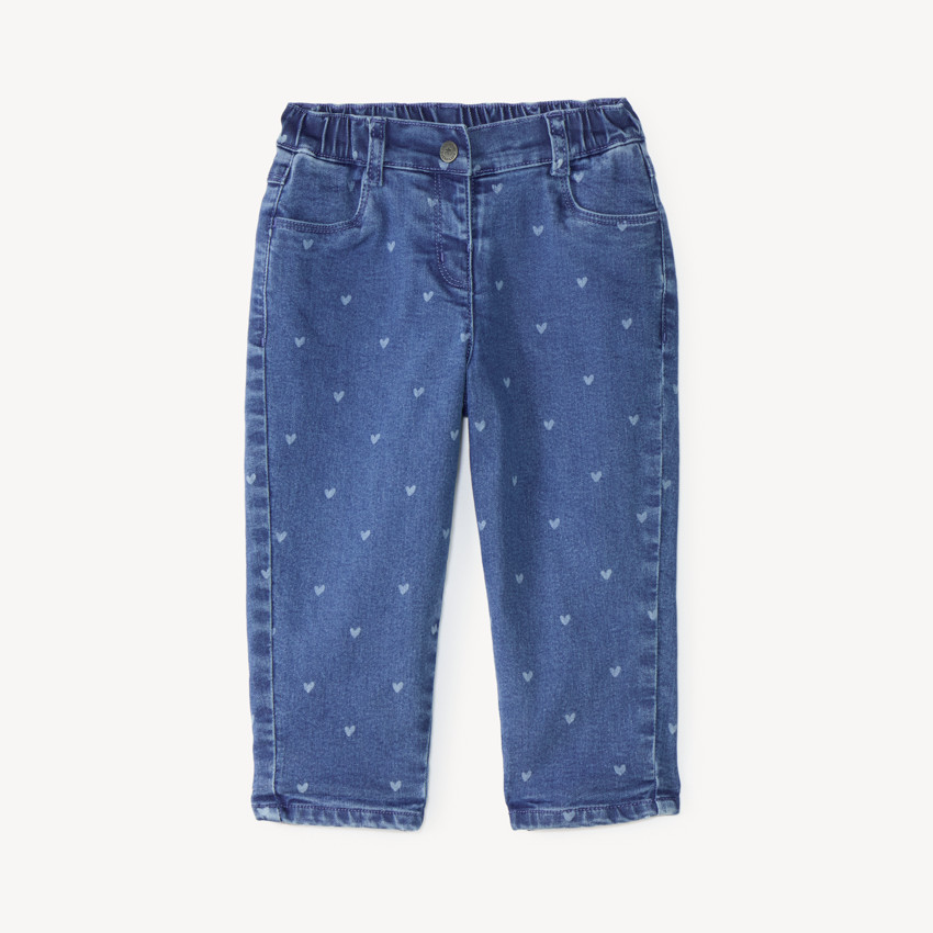 Jean barrel bebé niña estampado corazones 