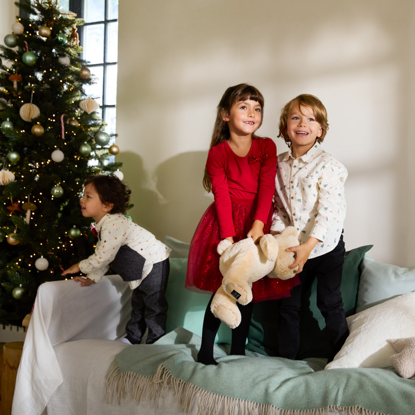 Chemise manches longues imprimé Noël pour garçon 