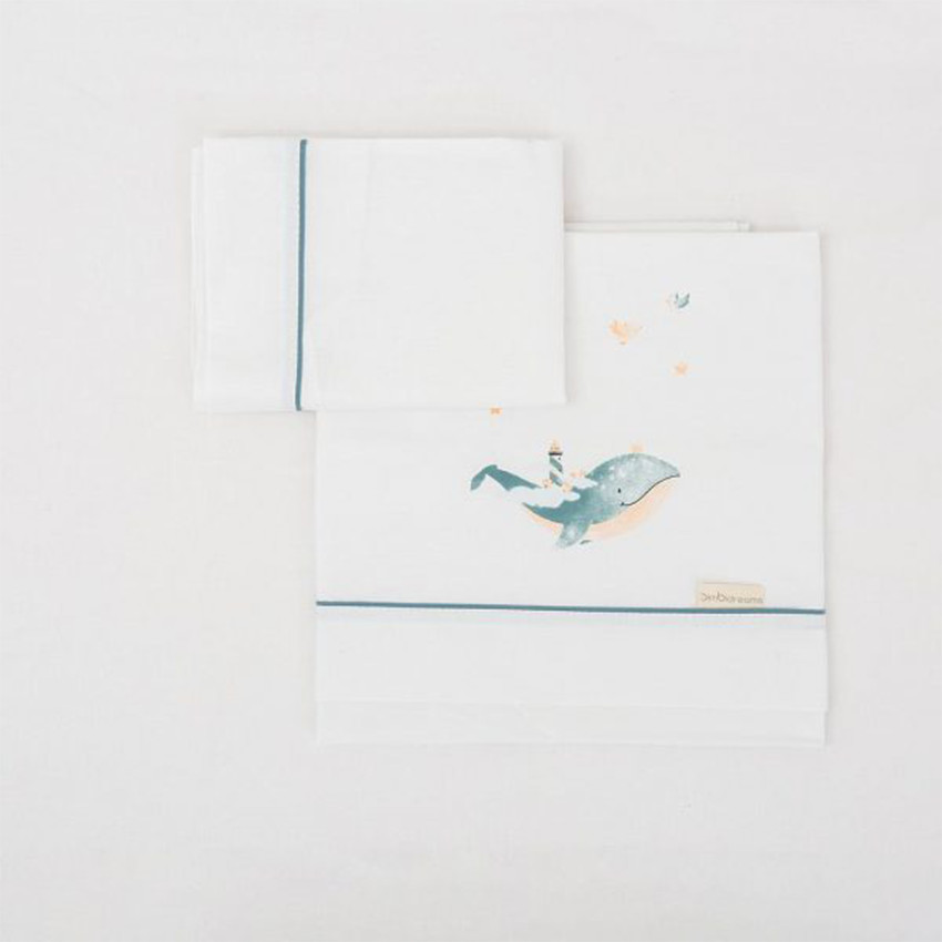 Juego de sábanas para minicuna Moby blanco 