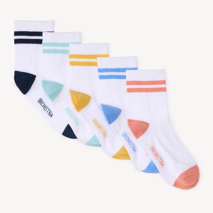 Pack de 5 pares de calcetines cortos bicolores niño 