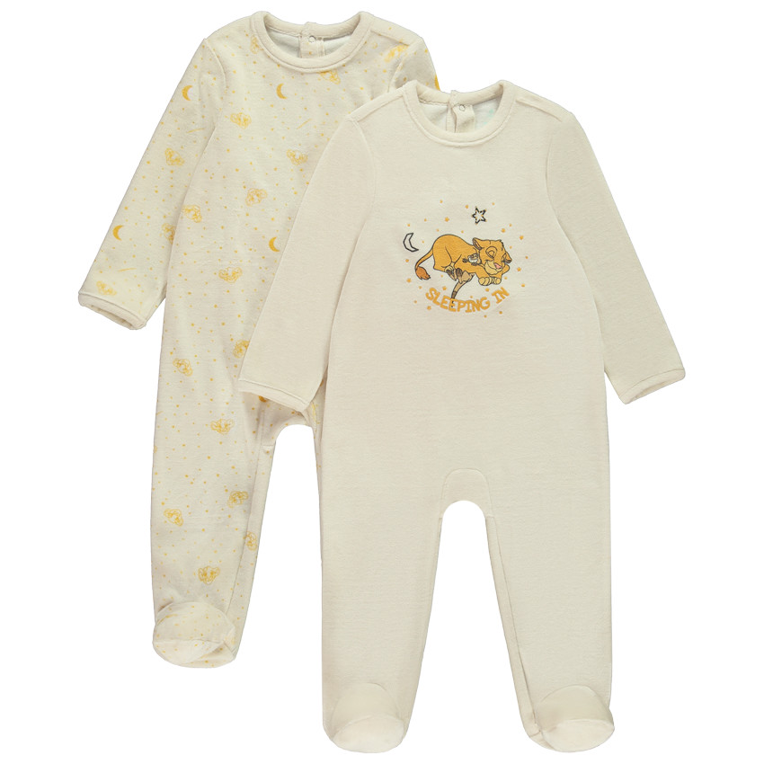 Pack de 2 peleles de terciopelo El Rey León Disney para bebé con aperturas adaptadas a la edad. 