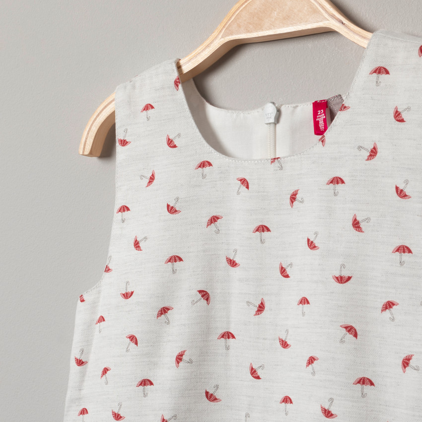 Vestido de manga corta estampado de paraguas "all-over" 