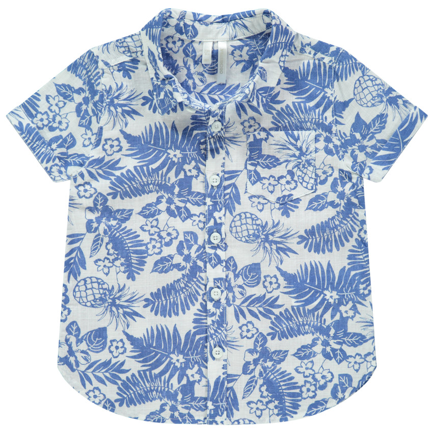 Chemise manches courtes à imprimé végétal all-over 
